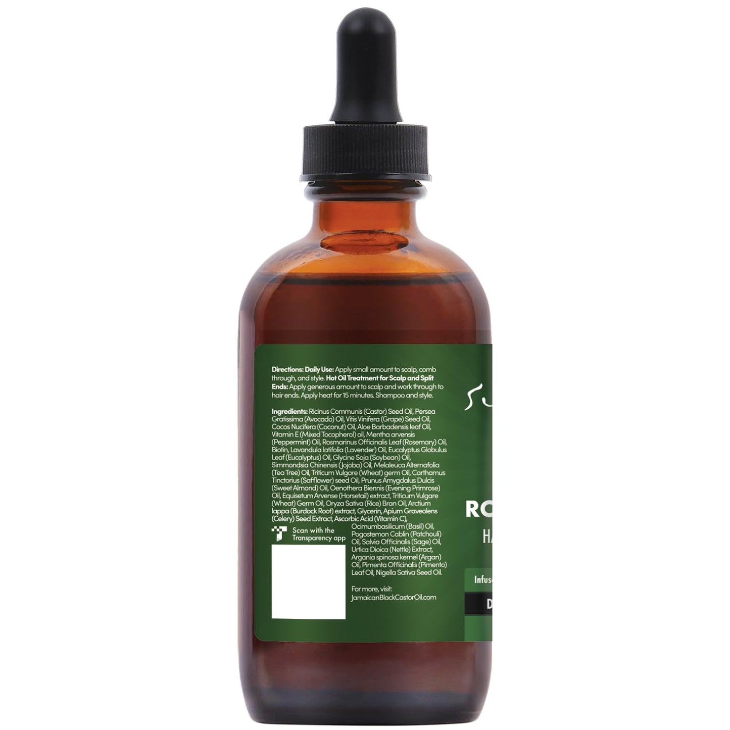 Sunny Isle Rosemary Mint Hair & Strong Roots Oil 4oz, Jamaican Black Castor Oil & Biotin, Double Growth Formula, Strengthening, Dry Scalp, Edges, Breakage & Protective Styles