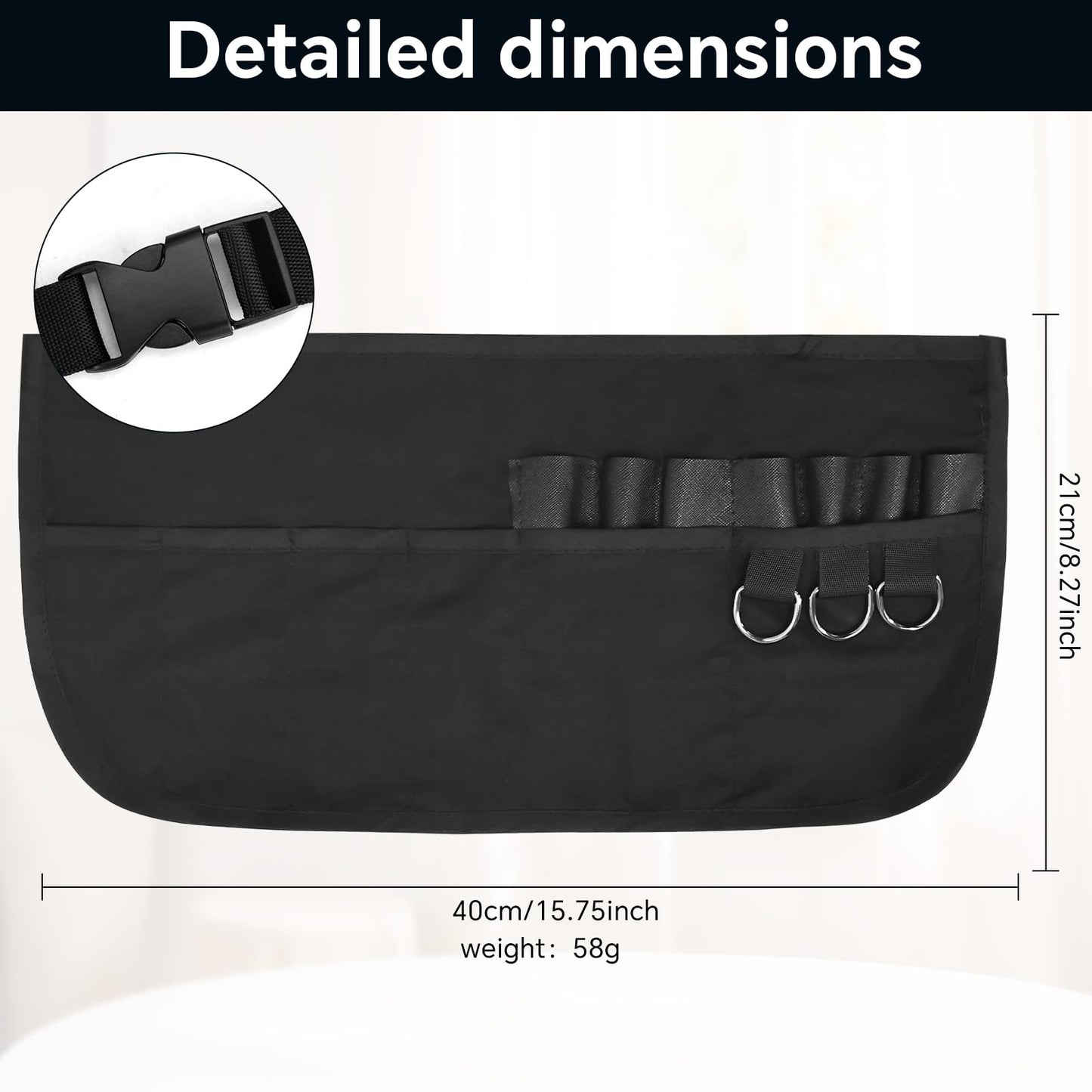 Barber Apron with 13 Pockets, Multi-Functional Work Apron Cape for Hairdressing, Stylist Apron for Organizing Hairdressing Supplies, for Women Men, Salon, Kitchen, Gardening(15.5 x 8.5 Inch)