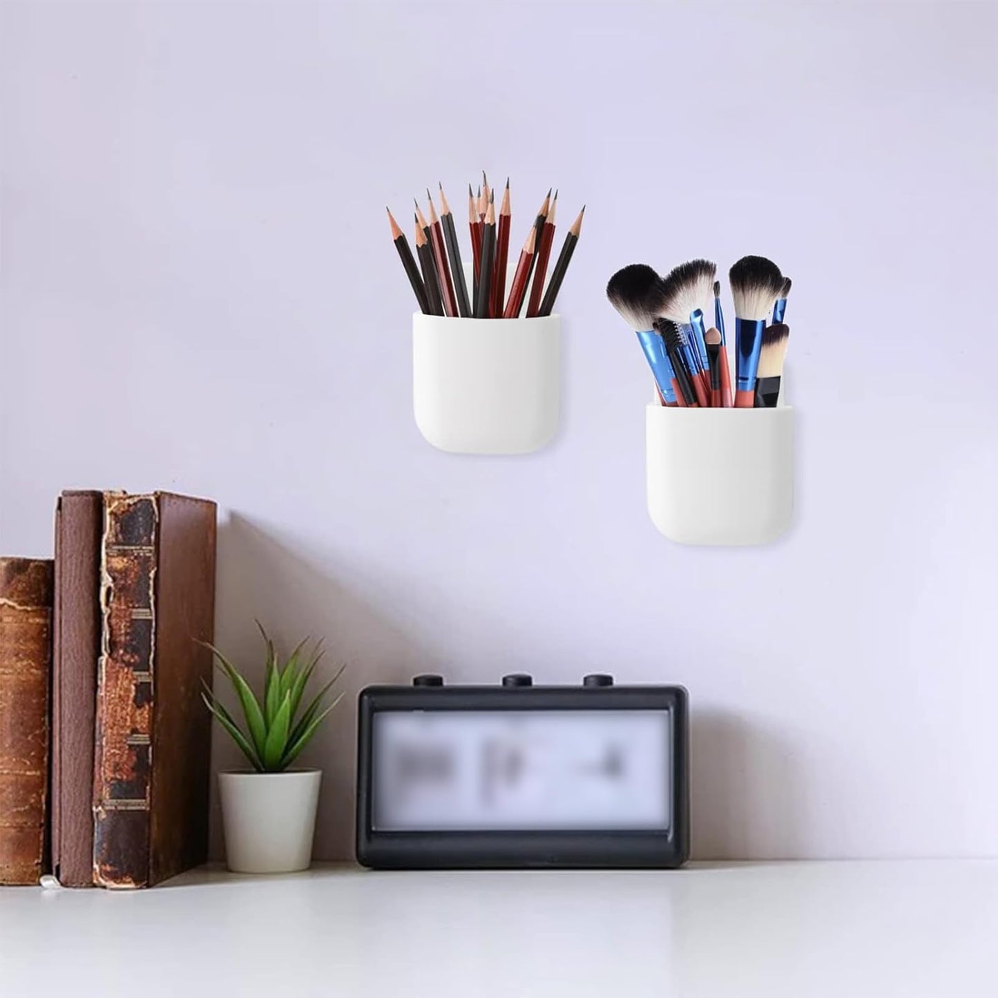 1Pcs Wall-Mounted Storage Box Space-Saving Wall Organizer for Phone Remote Small Items Creative Hanging Storage Easy Install No Electricity Needed(White)