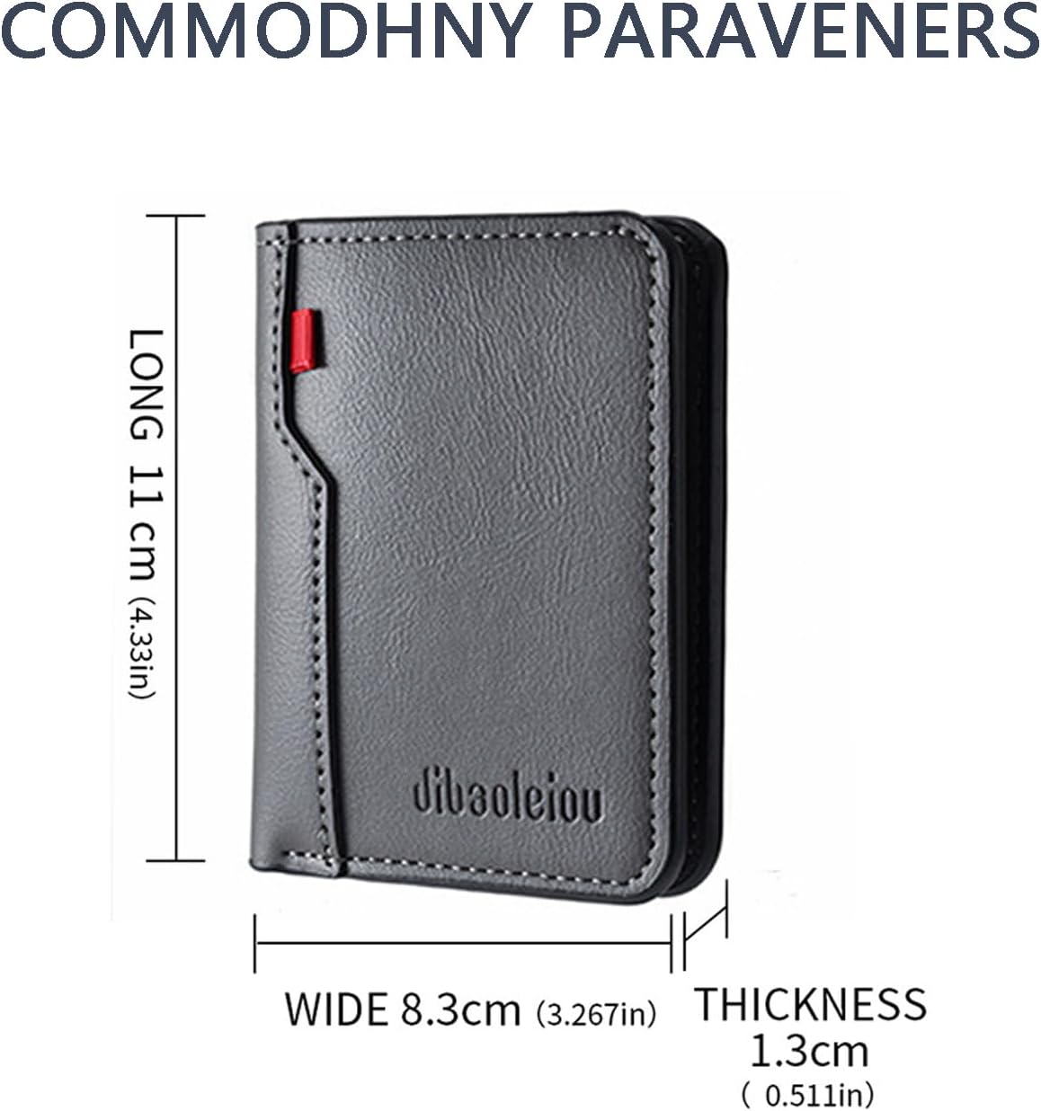 Slim Wallet for Men - Vertical Bifold PU Leather Wallet with Zipper Coin Pocket | Gray Card & Cash Holder
