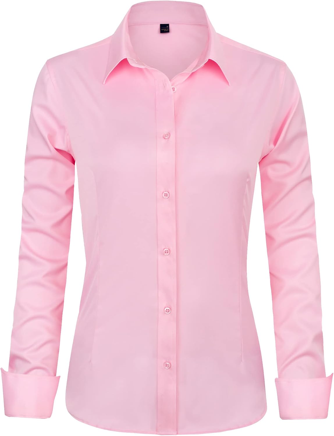 J.VER Women's Long Sleeve Dress Shirt - Wrinkle-Free Business Casual Blouse for Office Work