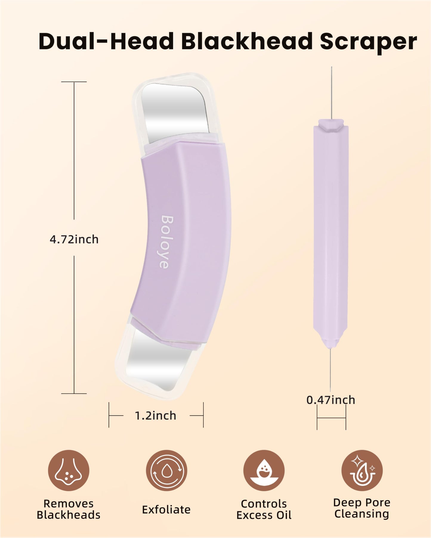 Boloye Blackhead Remover Tool – Dual-Head Face Scraper & Pore Cleaner for Deep Facial Cleansing, Nose Scraper for Nose & T-Zone, Skin Care Tool for Men and Women