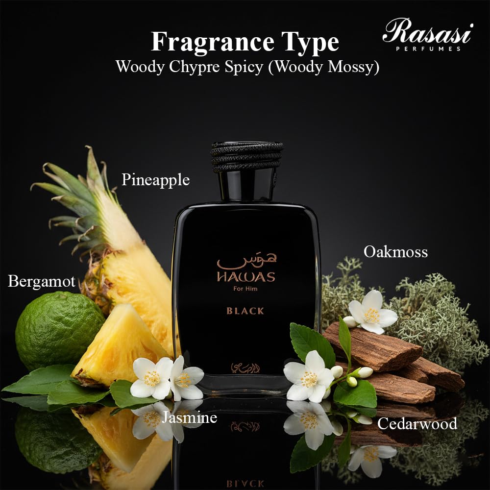 Rasasi Hawas Black - Men's Fragrance | Exotic Notes & Long-Lasting Scent