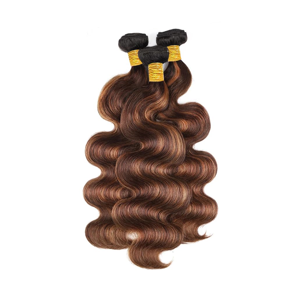 32 32 32 Inch P430 Human Hair Bundles Highlight Body Wave Bundle Color 30 Body Wave 3 Bundles P4/30 Soft and Shiny Hair Extensions