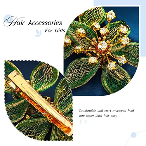CASDRE Sage Green Rhinestone Bridal Hair Comb - Vintage Floral Wedding Clip