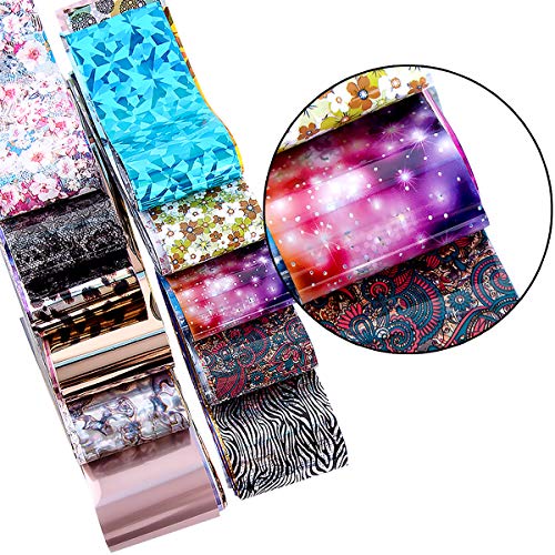 Duufin Metal Nail Foils Transfer Stickers 300 Sheets Laser Flower Designs