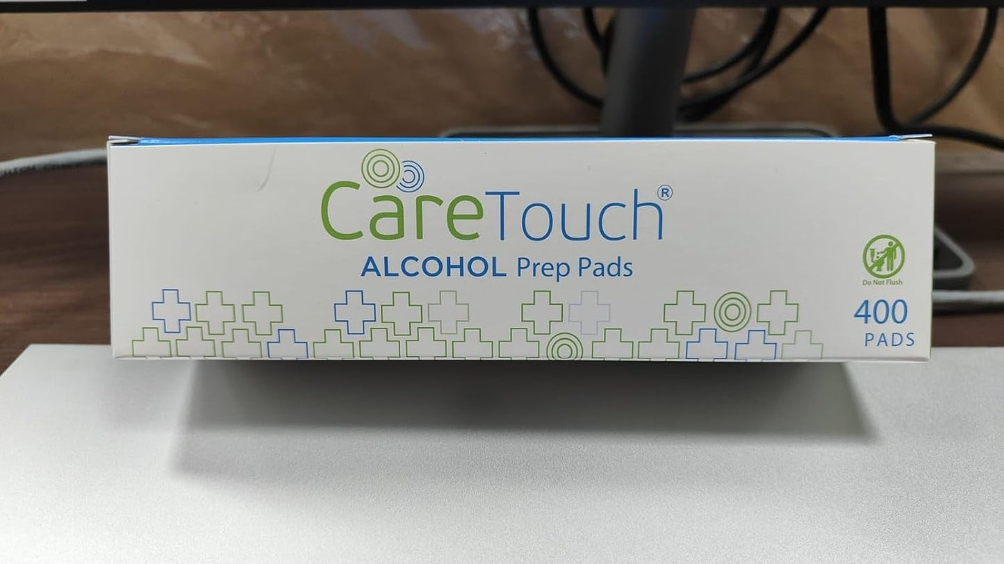 Care Touch Alcohol Wipes - Individually Wrapped 70% Isopropyl Alcohol Prep Pads | 400 Count for Home & First Aid Kits