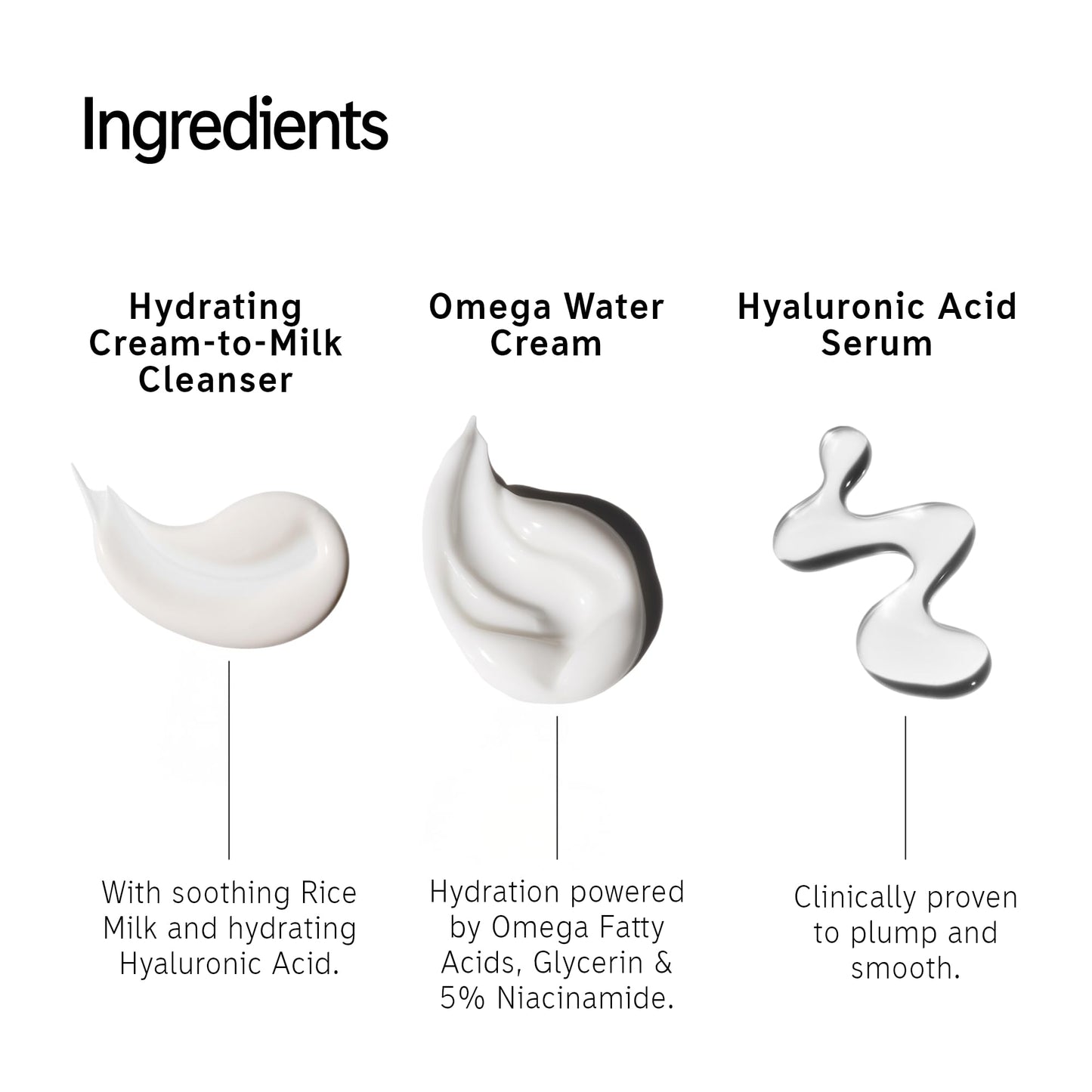 The INKEY List Glow Hard or Go Home Gift Set, Includes 2 Cleansing Pads, Hydrating Cream-to-Milk Cleanser + Hyaluronic Acid Serum + Omega Water Cream, Skincare Trio for Glowing Skin, Perfect Gift