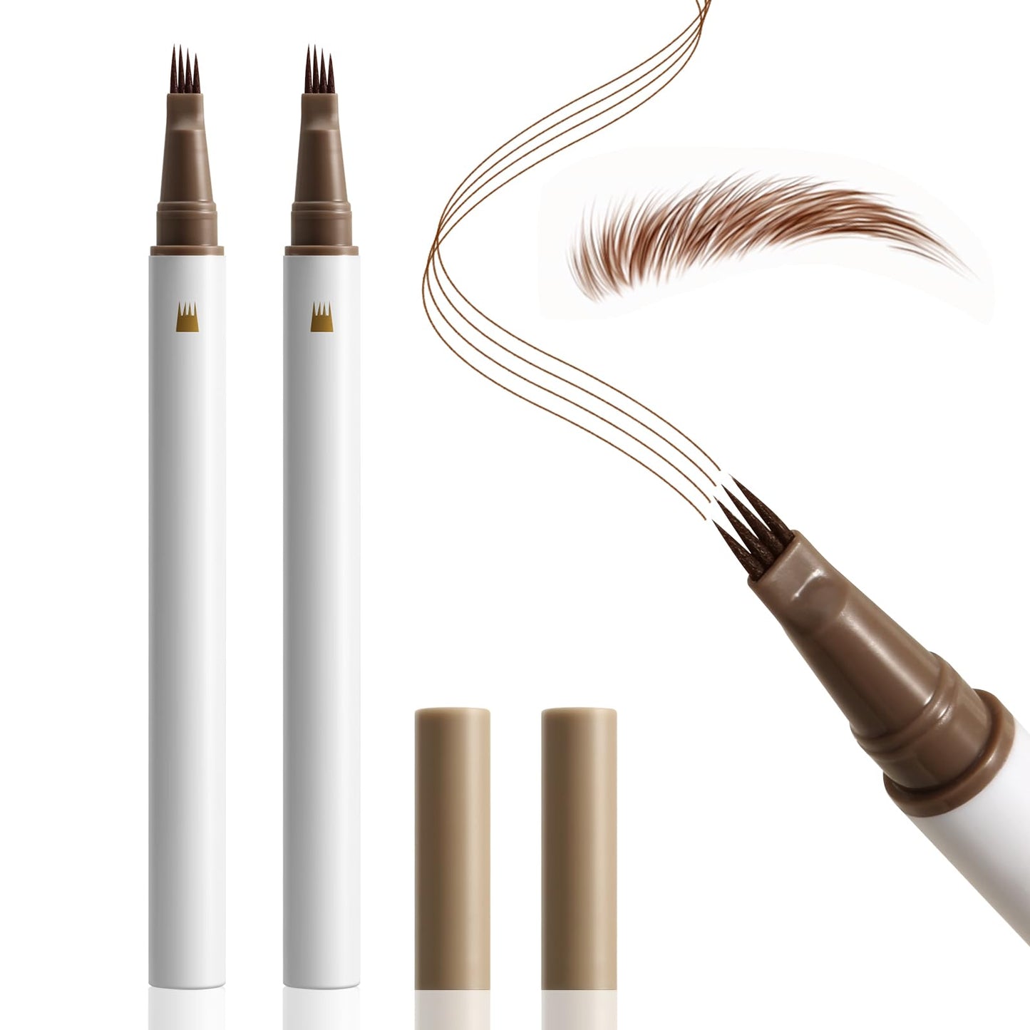 Boobeen 2 Pack 4-Tip Microblading Eyebrow Pen, Waterproof Eyebrow Pencils for Women to Effortlessly Create Natural Hair-Like Strokes, All-Day Wear