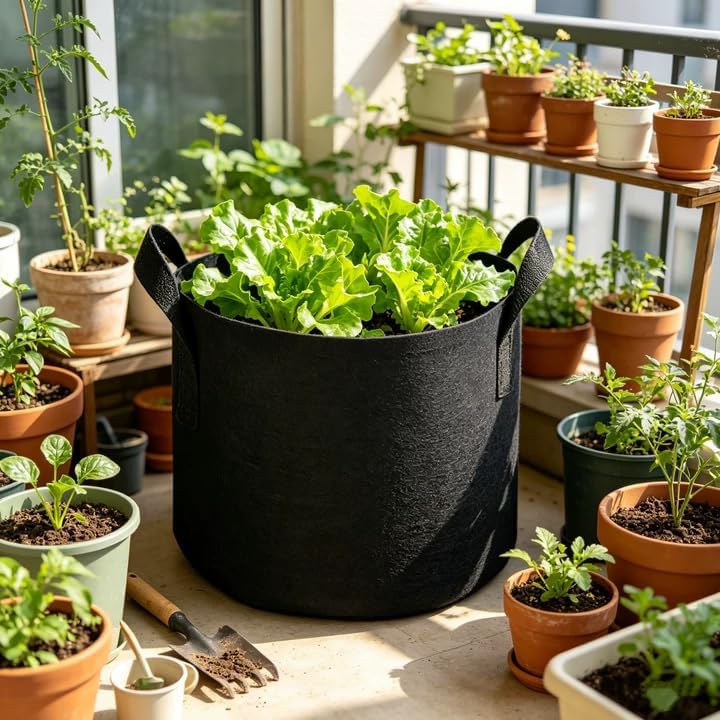 5 Gallon Fabric Grow Bags - Breathable Nonwoven Planter Pots with Handles | 6-Pack, Black