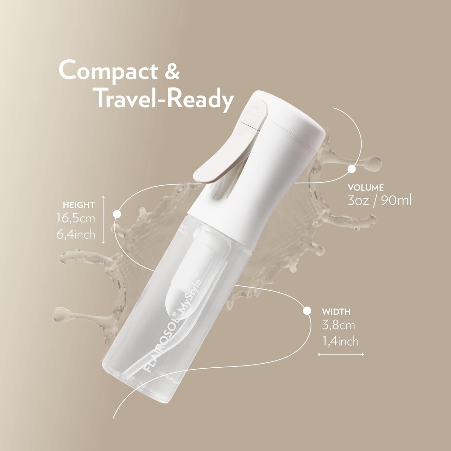 MyStyle Spray Bottle for Hair - Ultra Fine Continuous Mist for Face & Hairstyling | 3.04oz / 90ml, White