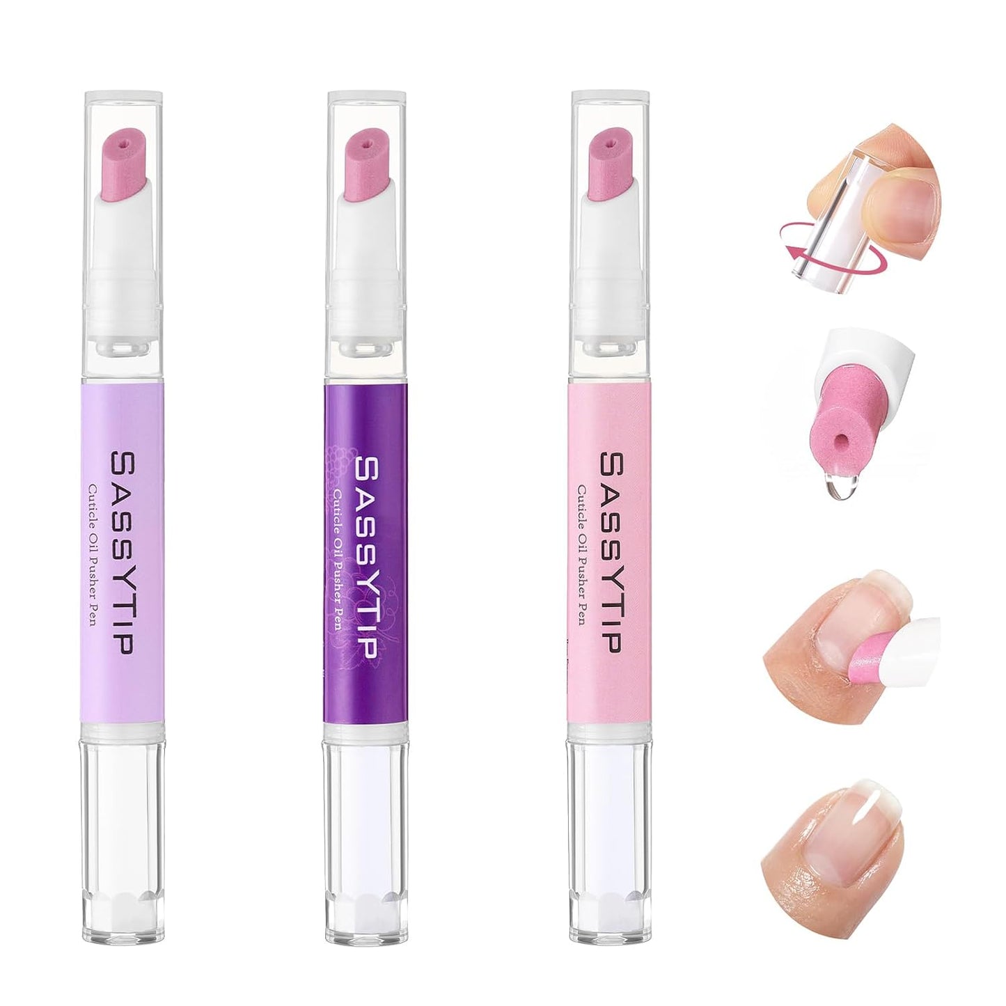 Cuticle Oil Pusher Pen - 2-in-1 Nail Care Tool with Jojoba & Almond Oils | Lavender, Perfect for At-Home or On-the-Go Manicures