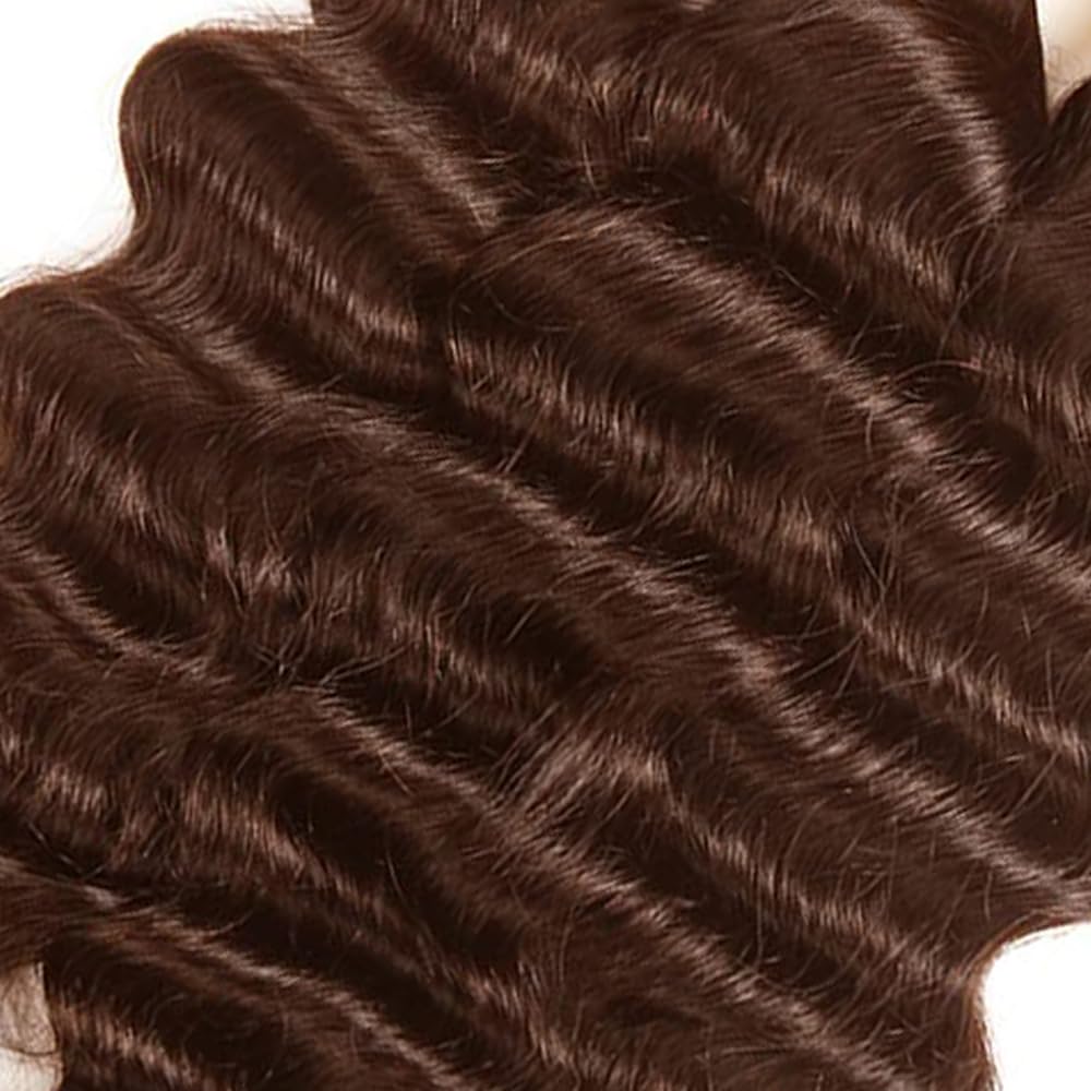 28 30 32 Inch GveoXvo Brown Bundles Human Hair Color 4 Deep Wave Bundles Peruvian Virgin Soft Real Chocolate Brown Deep Wave Bundle Hair Extensions 300g