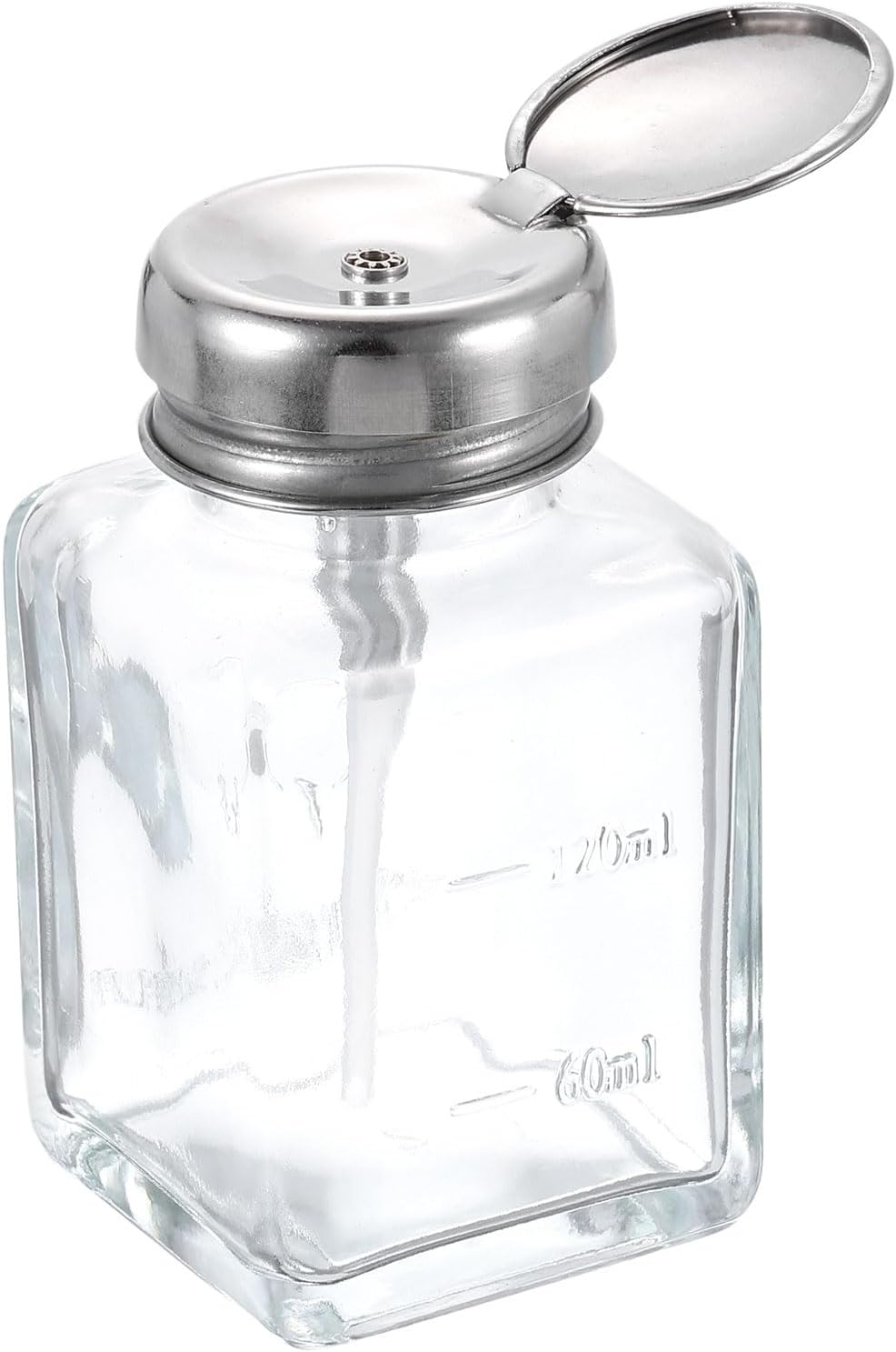 Solvent Alcohol Dispenser Pump Bottle - 120ml (4oz) Push Down with Plastic Tube & Aluminum Core for Acetone