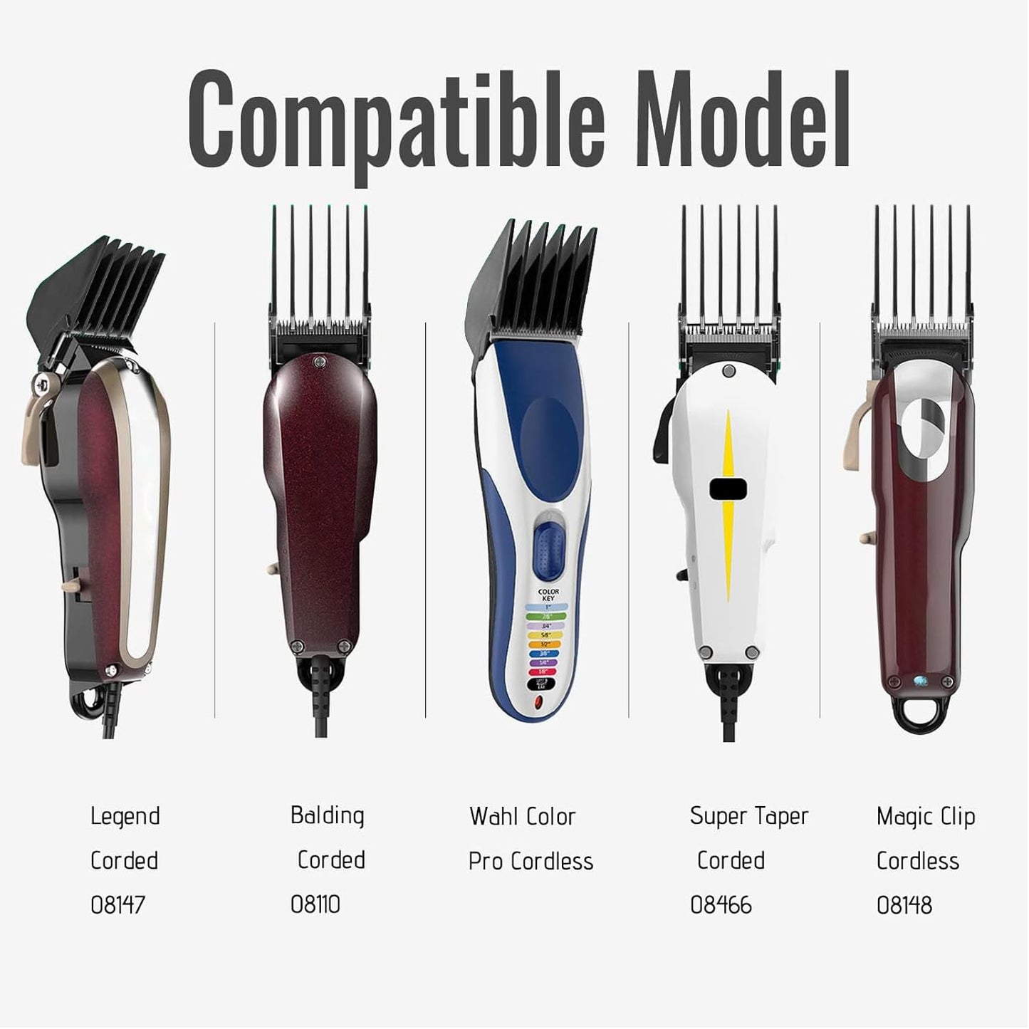 Hair Clipper Combs Guides - 8-Piece Set for Wahl Clippers | 1", 1.25", 1.5", 2" Sizes