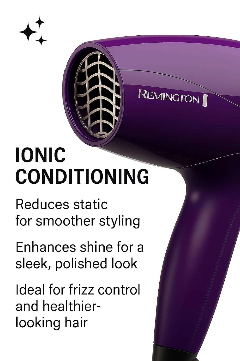 Remington Ionic Hair Dryer - 1875W Travel Blow Dryer with Anti-Frizz Technology | Lightweight & Portable, Purple