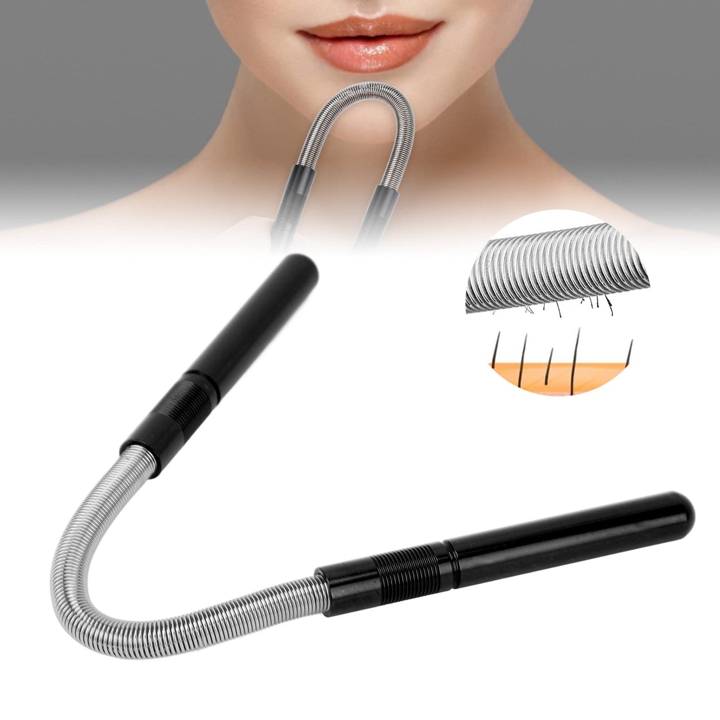 Stainless Steel Hair Remover, 3 Colors, Hair Makeup Threading Tool for Face Upper Lip Chin Cheeks(Black)
