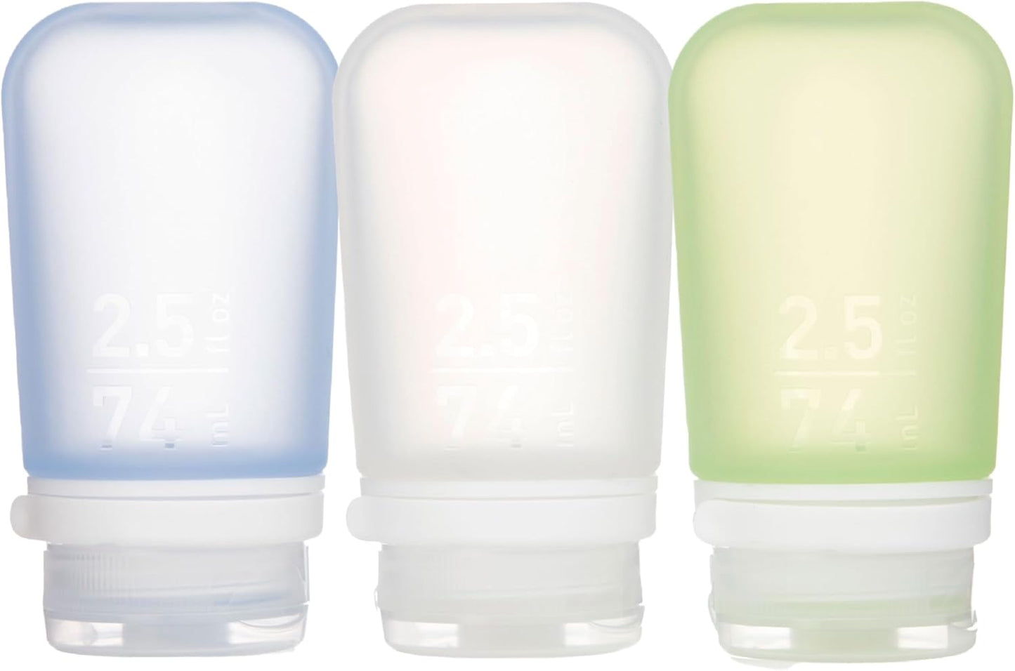 GoToob+ Travel Bottles - Silicone Leak-Proof Toiletry Tubes | 3-Pack Small (1.7 fl oz) - Clear/Green/Blue