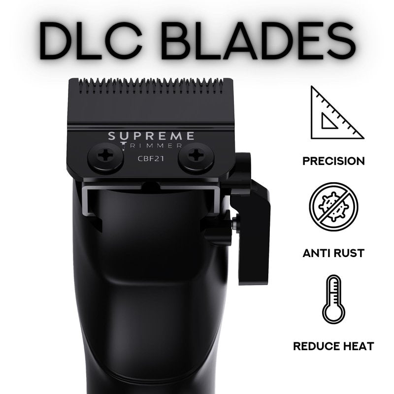 Supreme Trimmer Darkstar 72 Clipper with Magnetic Vector Motor | 180 Min Run Time, 9000 RPM Barber Hair Clipper | Low Noise, Professional Clipper DLC Blades | STC72