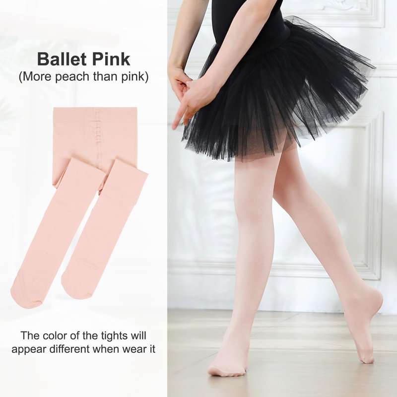 DIPUG Ballet Tights for Girls Dance Tights Toddler Thick Soft Footed Kids Pink Stockings Size 3t 4t 5t, 1 Pack