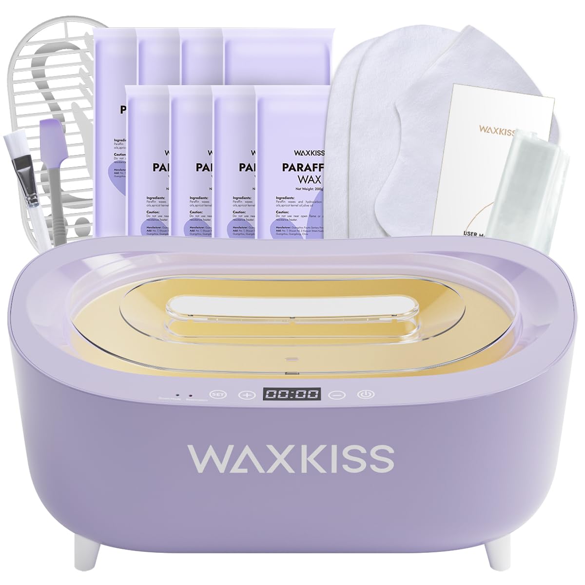 Waxkiss Intelligent Paraffin Wax Machine for Hands & Feet, 8 Pack Refills Paraffin Wax Warmer Kit for Professional Spa (A)