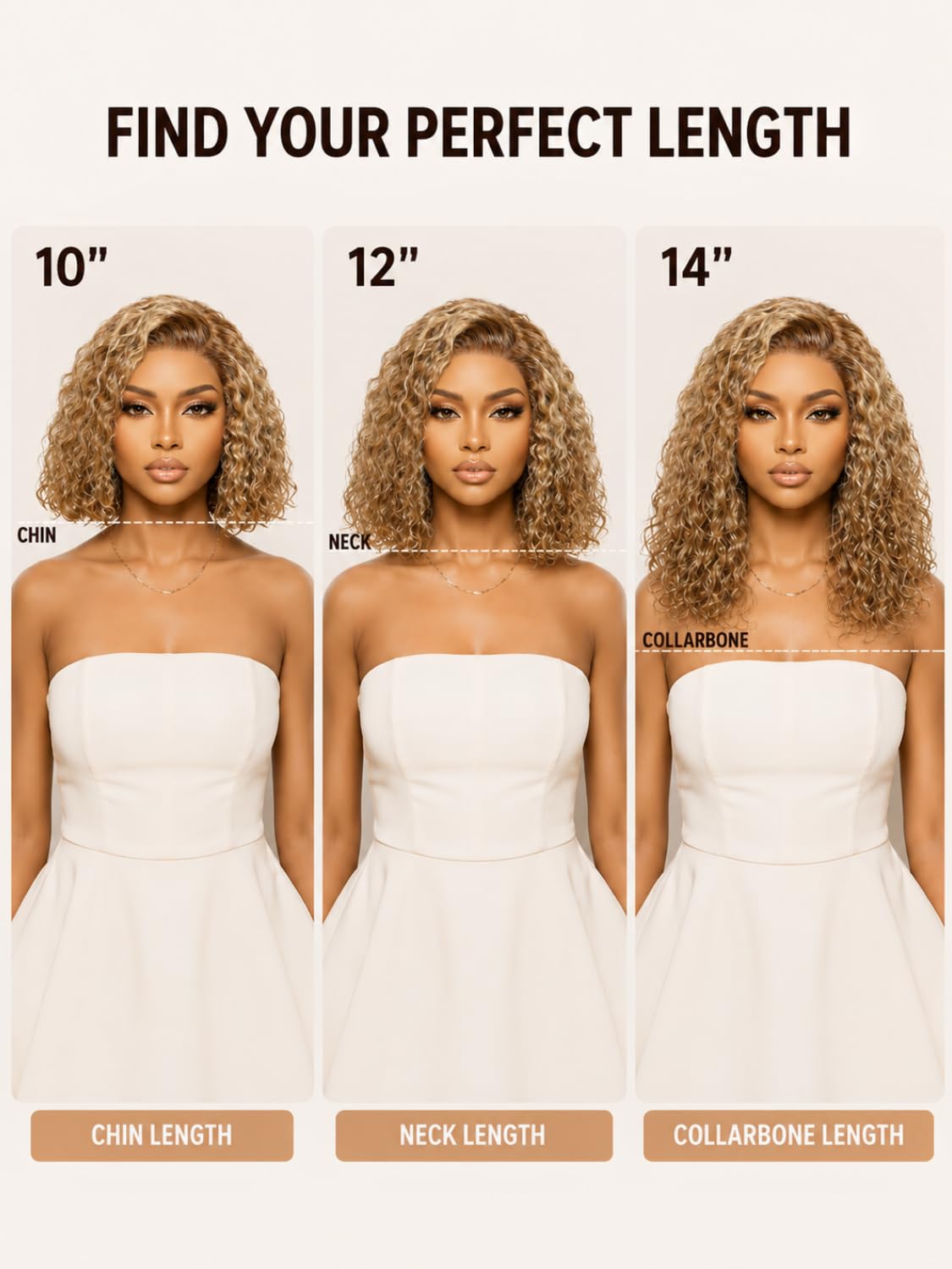 UNICE Glueless Curly Bob Wig Human Hair, Honey Blonde Highlight Side Part Short Bob Wig, 7x5 Lace Front Wig Pre Plucked Bleached Knots, Drawstring Wig Ready to Go, 180% Density 10 Inch
