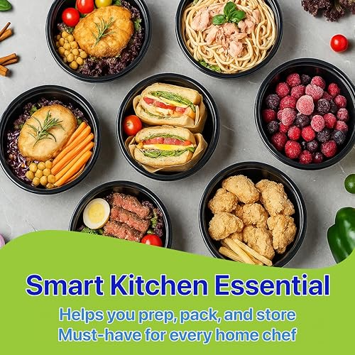Meal Prep Containers Round Set of 10 - 32 oz, Leakproof & Stackable