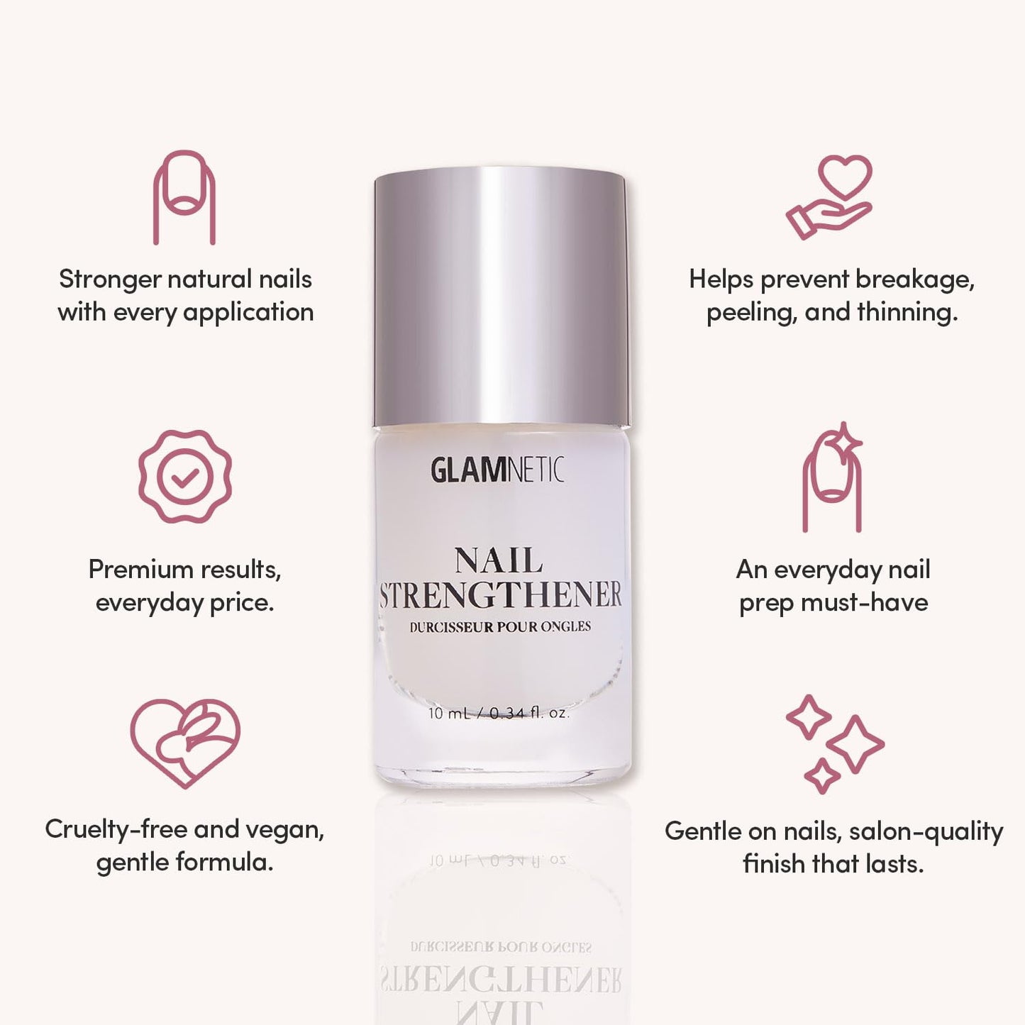 Glamnetic Nail Strengthener - Vegan Formula | 0.34oz