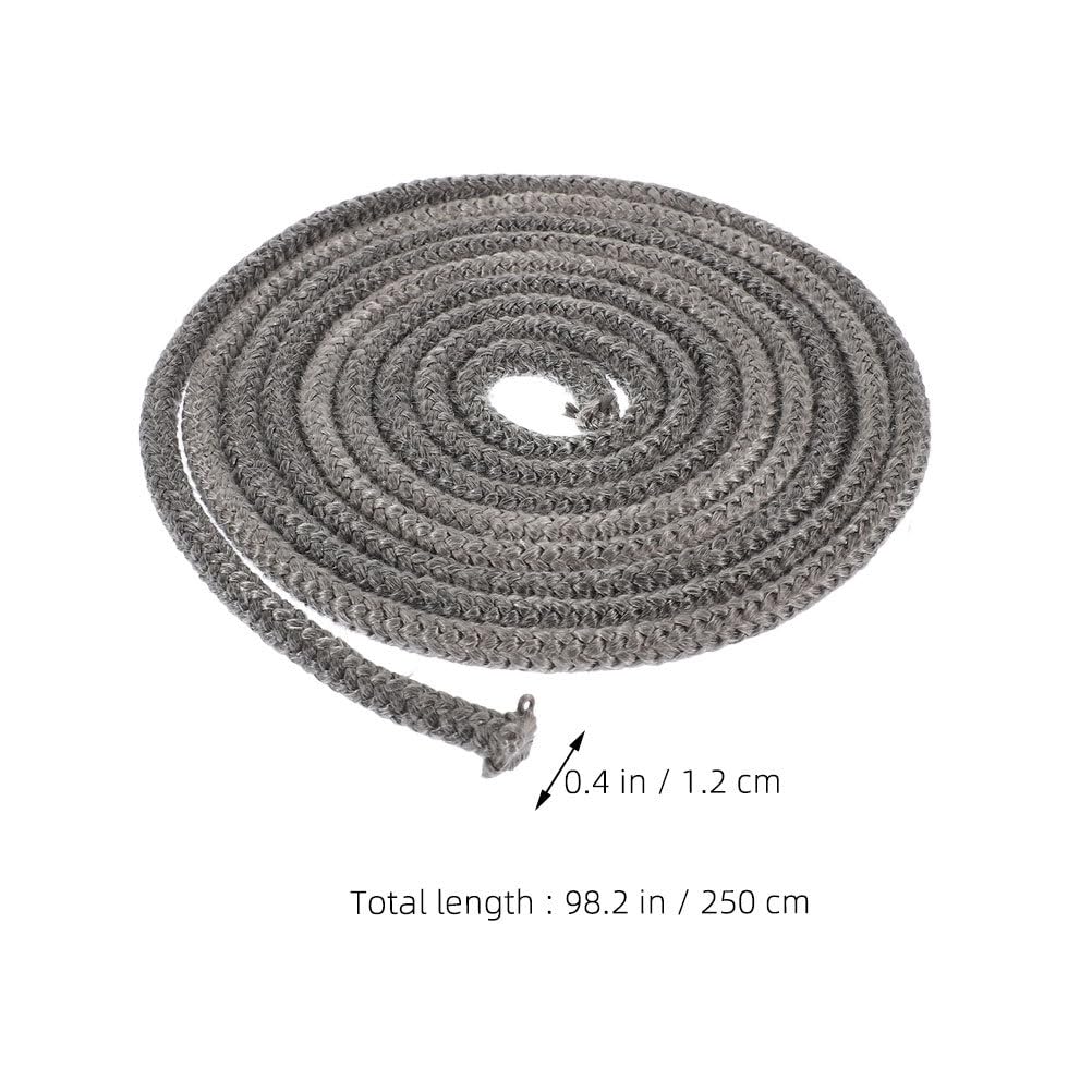 POPETPOP Wood Stove Gasket 98"x0.4" Graphite-Impregnated Fiberglass Rope Seal Kit – High-Temp Door Seal for Woodstoves & Fireplaces, Grey