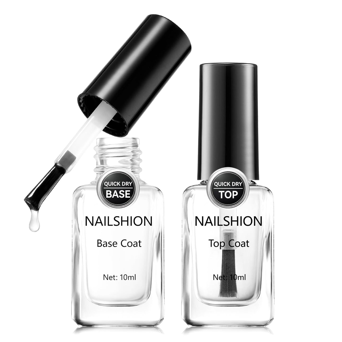 Nailshion Quick Air Dry Nail Polish, 16 Colors Holographic Nude Peach Pink Blue Green Jelly Glitter Sparkle Regular Nail Polish with Clear Base Top Coat & Remover Pads, Hema-free, Non Gel,