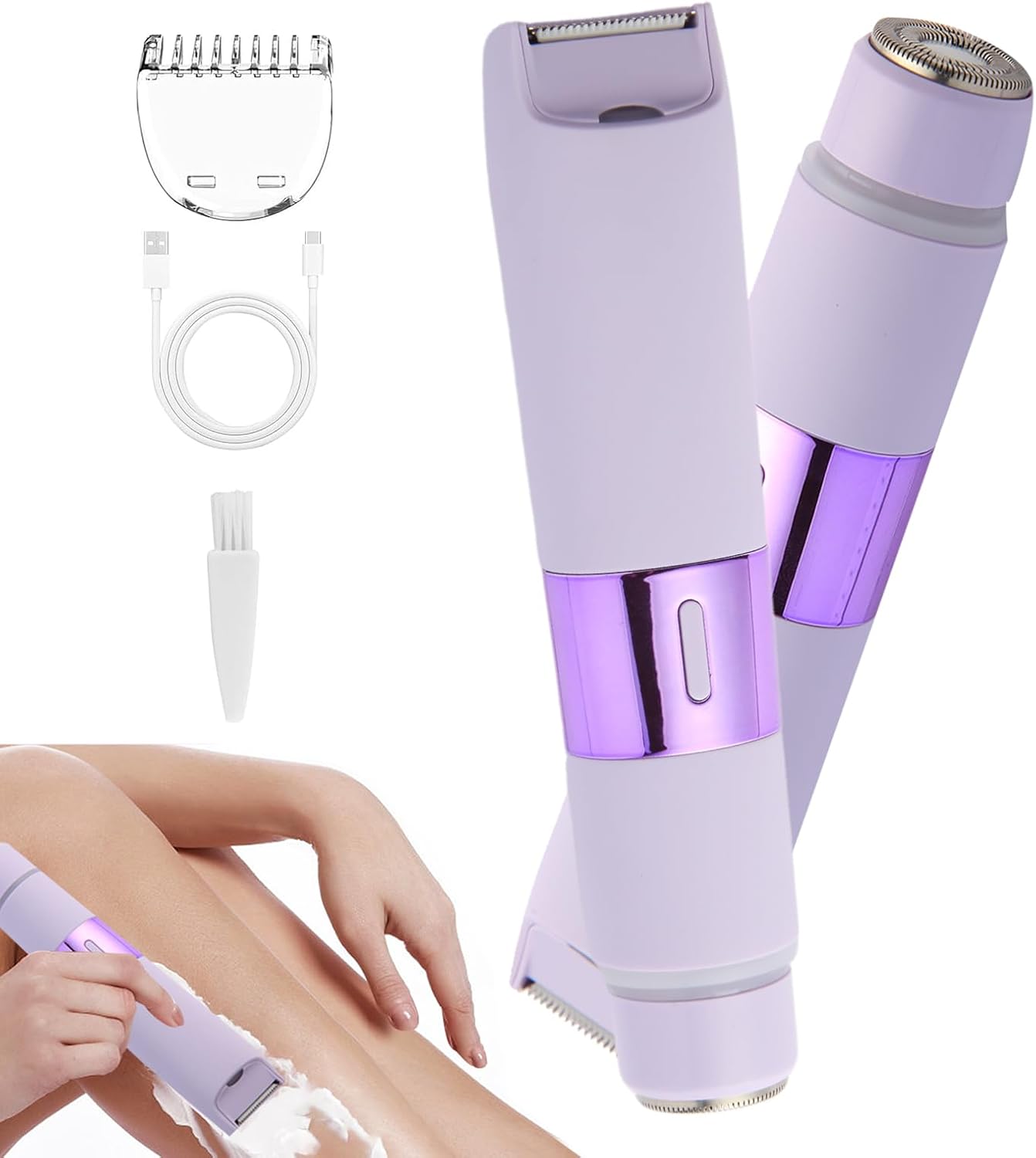 Bikini Trimmer for Women - 2-in-1 Rechargeable Electric Razor for Body Hair Removal | Ideal for Legs & Arms