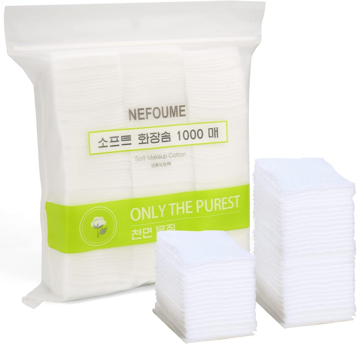 Thin Makeup Facial Cotton Pads - 1000 PCS Non-Woven, Lint-Free Remover Pads for Face & Nails | Soft & Square