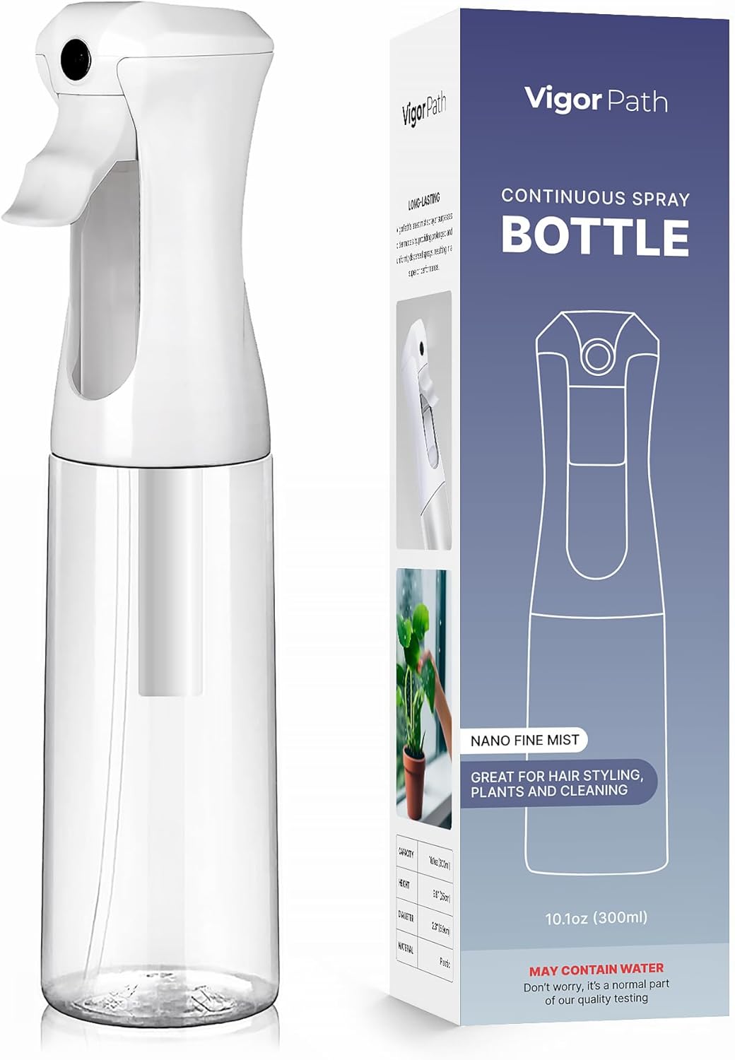 Continuous Spray Bottle for Hair - Fine Mist Mister for Hairstyling, Cleaning, and Plants | 500ml/17 oz