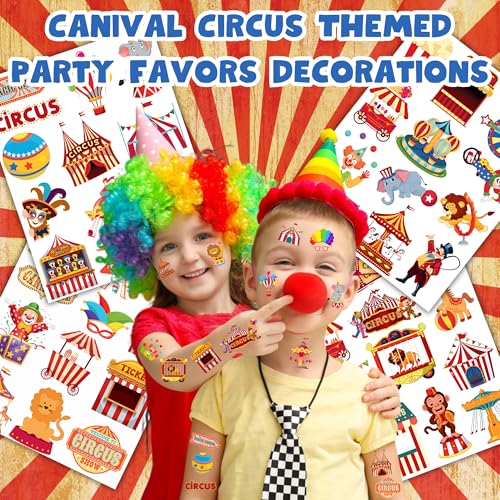 Carnival Circus Temporary Tattoos for Kids - 50 Fun Designs