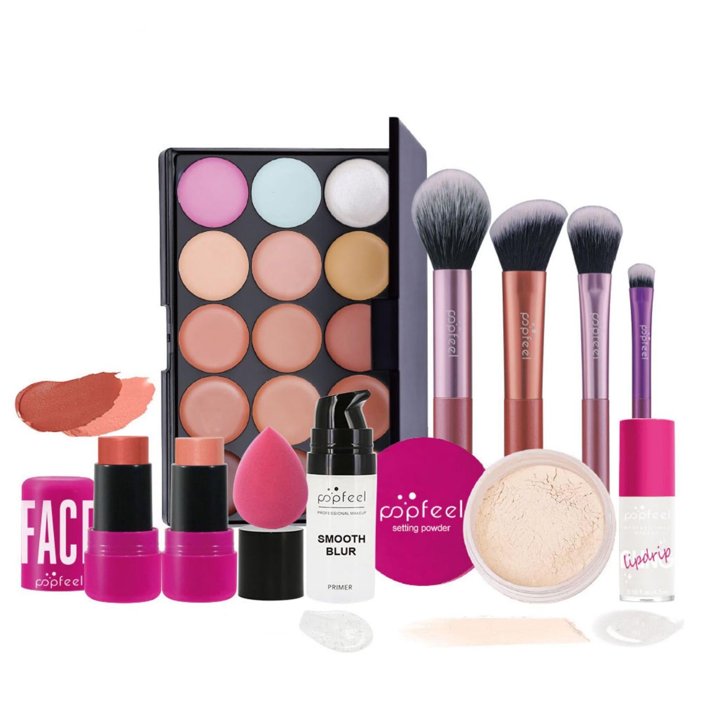 Clouparto Makeup Sets Makeup Kits for Teens,with 15 Colors Concealer Palette,Blush Stick,Makeup Brushes,Pre-makeup Lotion,Loose Powder,Lip Gloss,Makeup Gift Set for Girls Women