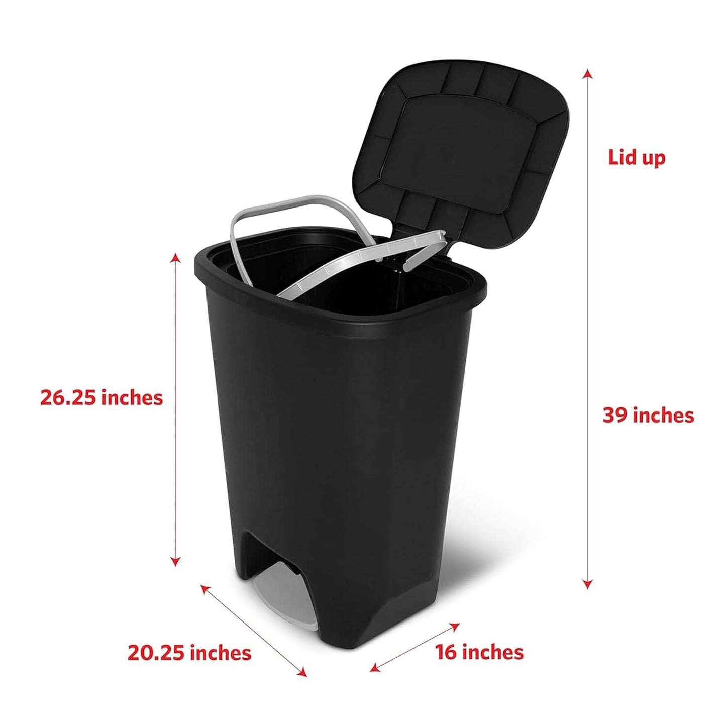 Glad 20 Gallon Trash Can - Clorox Odor Protection | Hands-Free Step-On Design, Black
