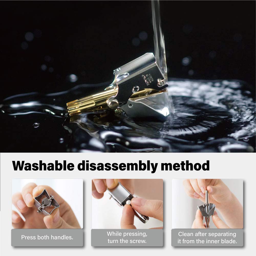 ROYAL [Made in Korea] Gold Nose Hair Trimmer for Men, Golden Birdie, Allergy-Free, Manual, Battery-Free, Waterproof, Painless with Twelve Dual-Edged Blades, Patented Mechanism ET-4PG