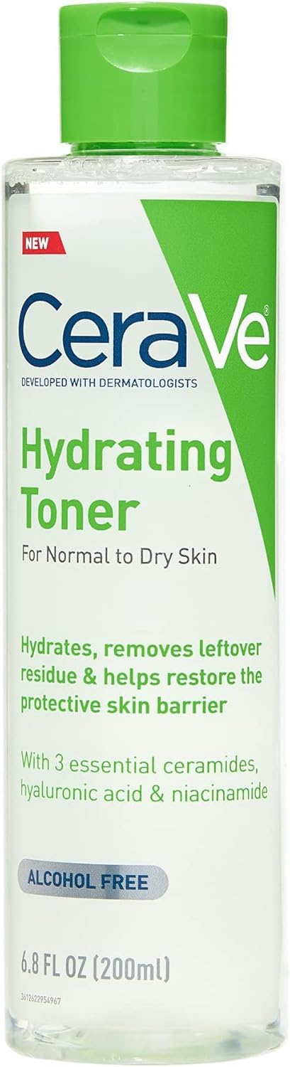 CeraVe Hydrating Toner for Sensitive Dry Skin - Alcohol-Free, Hyaluronic Acid & Niacinamide | 6.8 Fl Oz