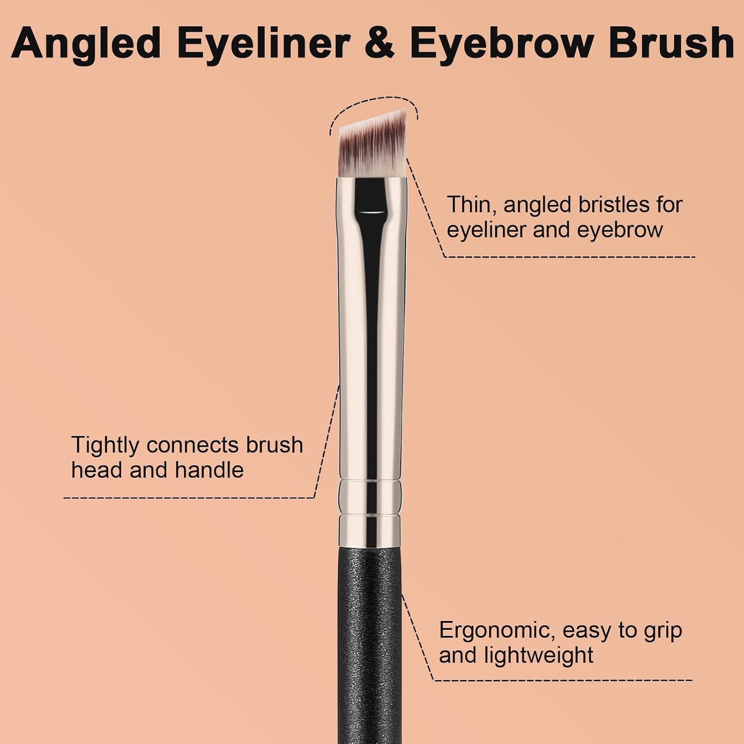 Flat Angled Eyeliner Brush - Soft Thin Slanted Synthetic Bristles for Precision Eyebrow Makeup | Ideal for Brow Powder & Gel