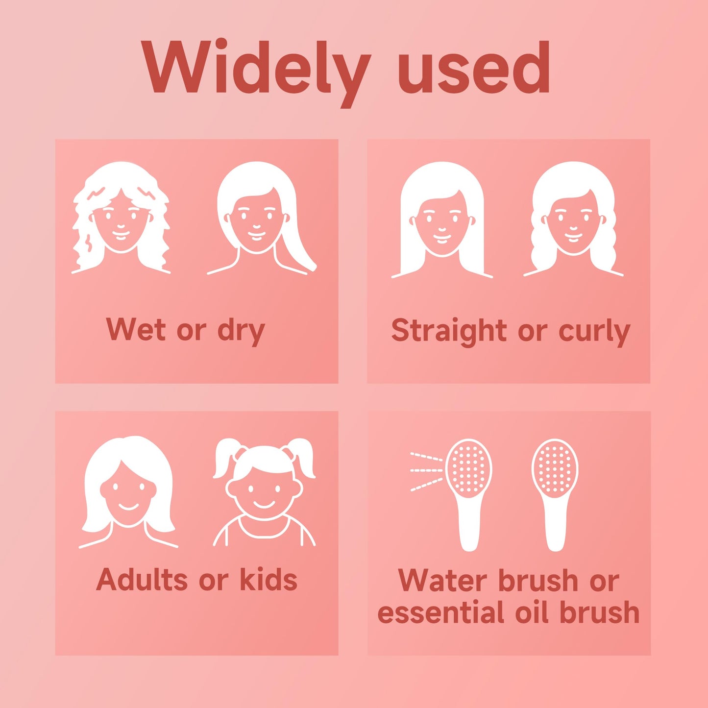 2-in-1 Manual Spray Hair Brush with Refillable Water Tank, Detangling Mist Comb for Fine Hair, Curly Hair and Kids, Travel Use, Pink