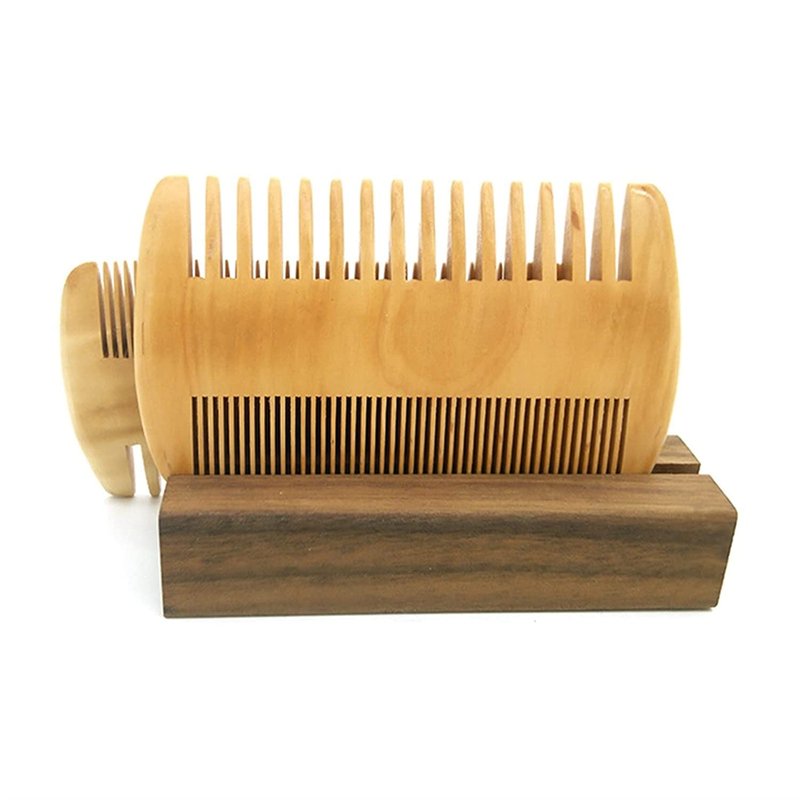 Beard Comb Wooden Mustaches Combs Dual Action Teeth for Beards Mustaches The Art of Shaving Beard Comb,Wood color Practical and Deft
