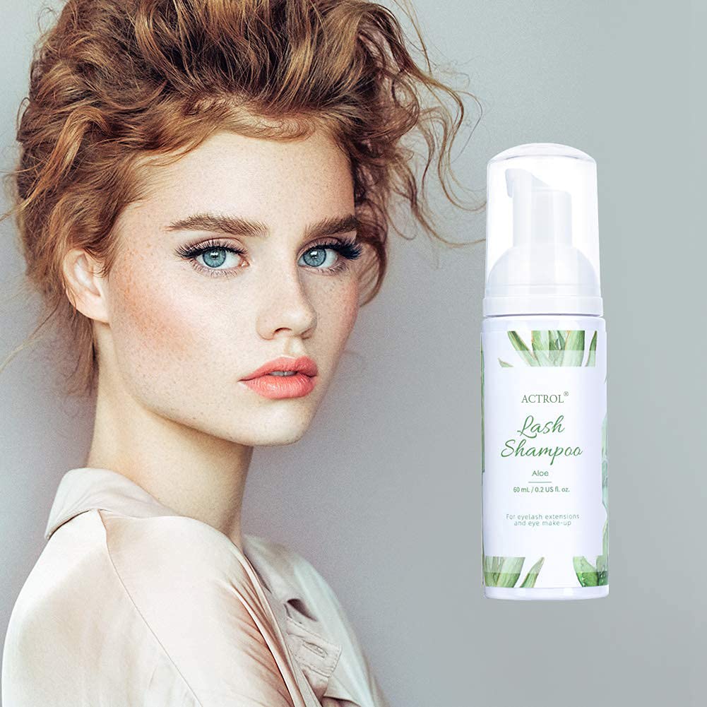 Eyelash Extension Cleanser - Natural Aloe Foaming Shampoo 60ML | Paraben & Sulfate Free, Non-Irritating