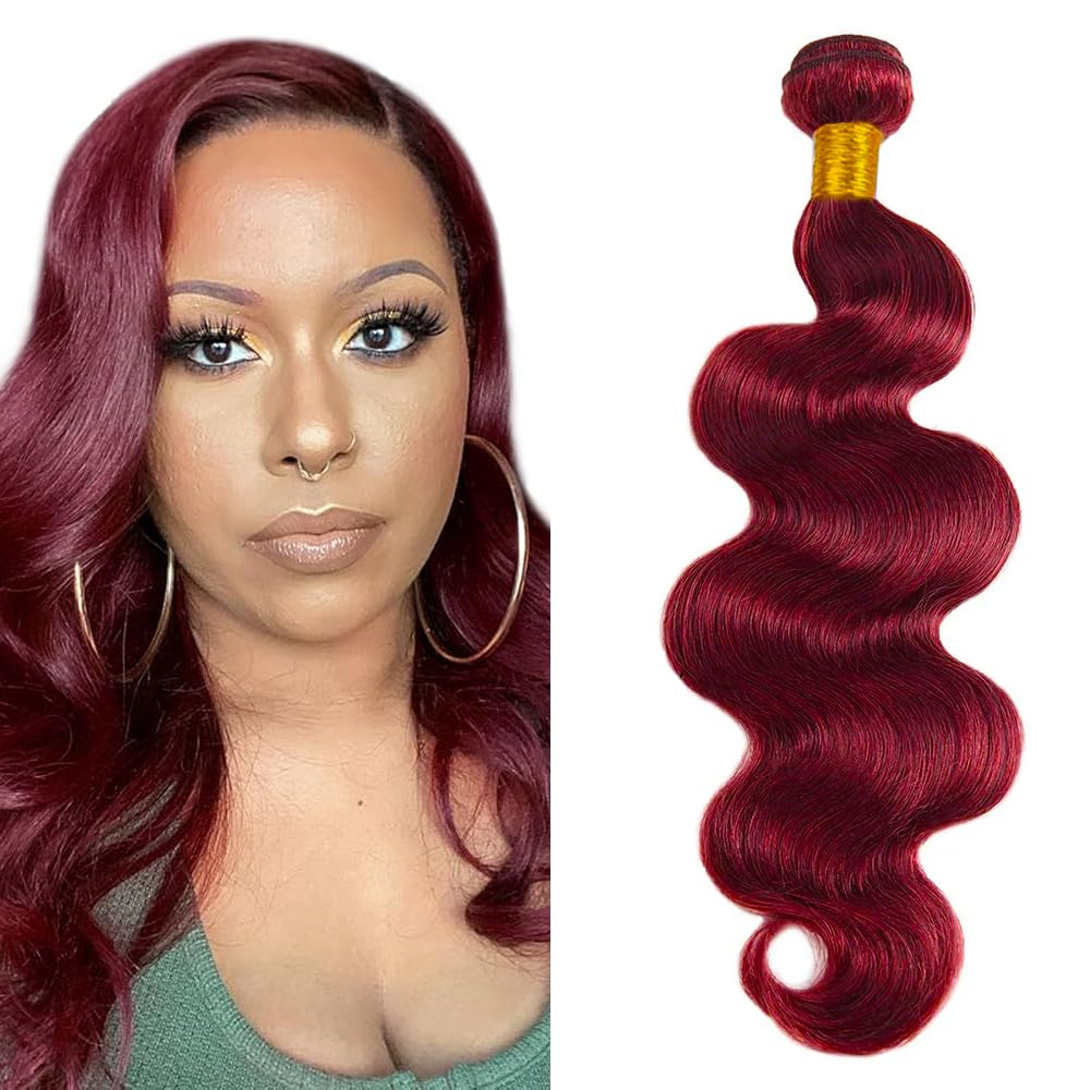 Burgundy Bundles Human Hair 99J Body Wave Bundles 14 inch Red Hair 1 Bundle 99J Body Wave Bundle for Women