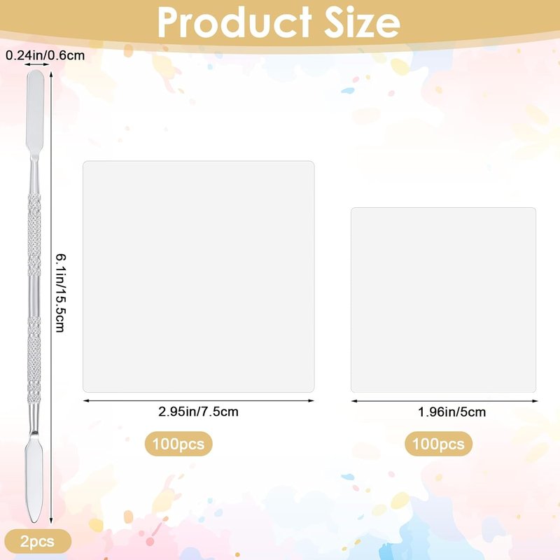 Disposable Nail Palette - 200pcs Paper Mixing Palette with 2 Stainless Steel Sticks | Waterproof Sheets for Gel Nail Art