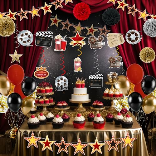 47PCS Movie Night Decorations - Now Showing Banner & Themed Party Supplies