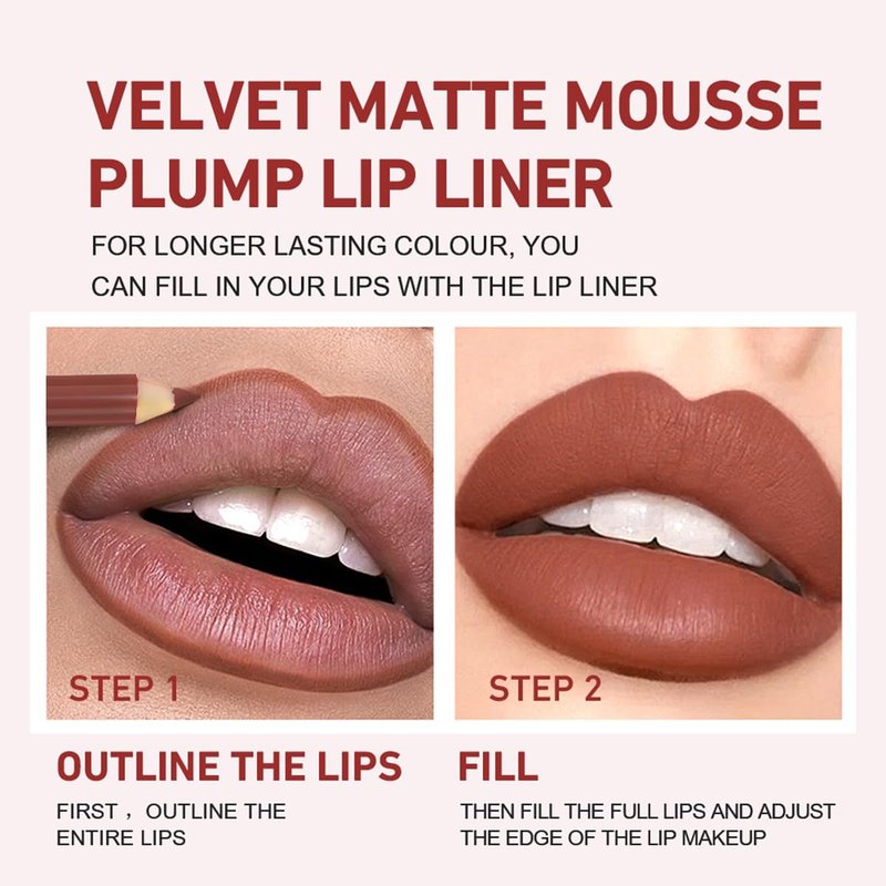 Matte Lip Liner Set - 12 Pcs Creamy Velvet Lipstick Kit | Waterproof, Long-Lasting, High Pigmented