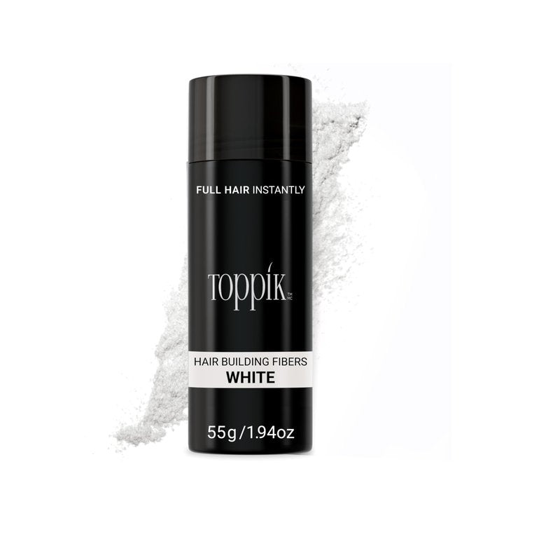 Toppik Hair Building Fibers, White, 55g Fill In Fine or Thinning Hair, Instantly Thicker, Fuller Looking, 9 Shades for Men & Women, Keratin Protein Formula