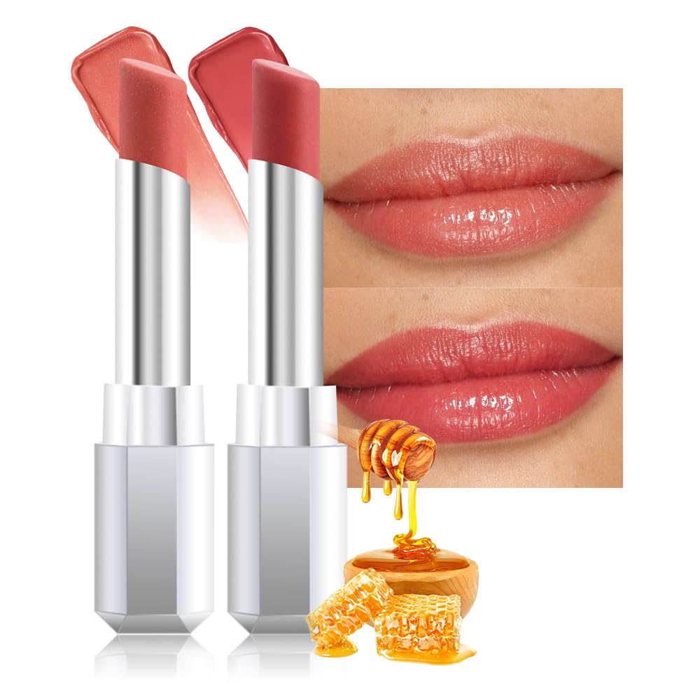 Mauve Plum Cherry Honey Lipstick - 2Pcs Moisturizing Tinted Lip Balm for Older Women | Hydrating Wine Burgundy Shine