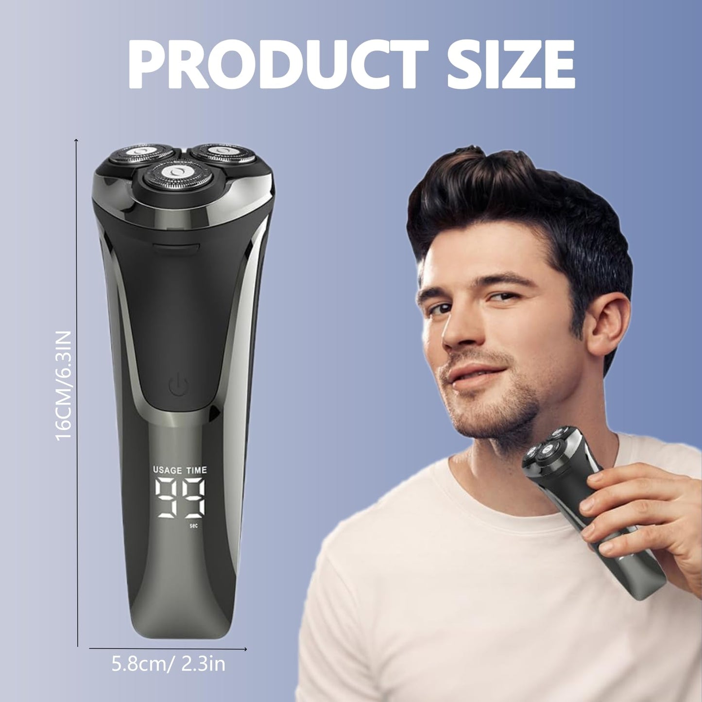 Snapbuy Electric Razor for Men, Electric Razor Pro, Ipx7 Waterproof Cordless Shaver with 90-Min Runtime, 4D Floating Head Rotary Shaver, Fast Charging (Black)
