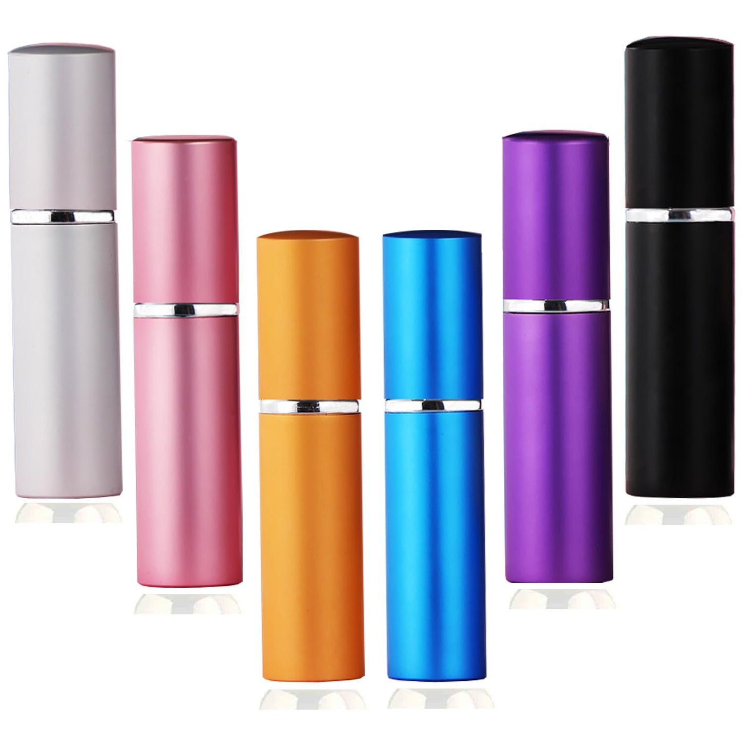 MIVIXI Refillable Perfume Atomizer Travel Size – 6-Pack Leak-Proof Glass Liner Portable Empty Spray Bottles for Perfume, Cologne & Essential Oils (5ml)